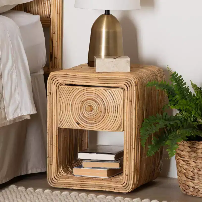 Rosina Natural Rattan 1 Drawer Nightstand Natural