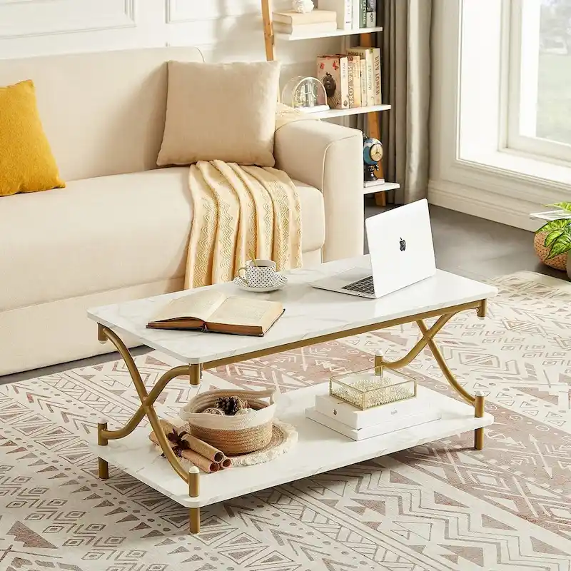 Modern 3-piece Coffee Table, Sofa Table & 1-drawer Nightstand Set of 2(Brown/Black/White)