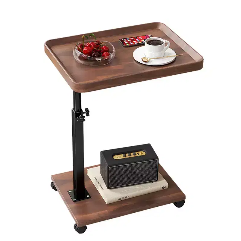 MDF Metal C-Shaped Swivel Side Table with Wheels 16.93