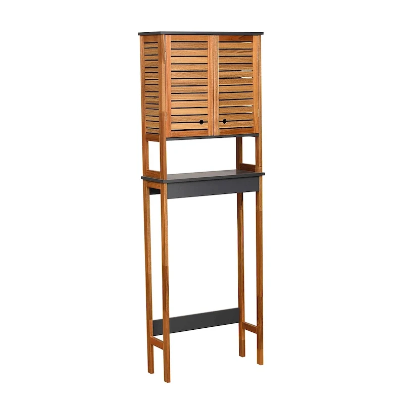 Over The Toilet Storage Cabinet with Double Vented Doors - 69 H x 24L x 9 D