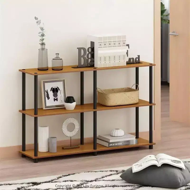 3-Tier Double Open Bookcase | Floor Standing Storage Shelves