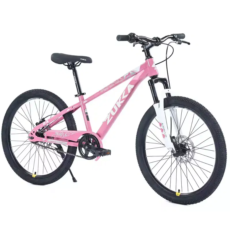 NAYSAYE Bicycle Mountain Bike Durable Steel Frame with Suspension for Kids Outdoor Riding, Pink, 63.78*24.8*37.2