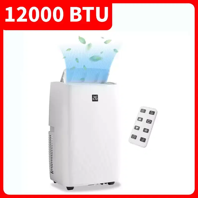 GustoWave 12000 BTU Portable Air Conditioner with Cooling, Dehumidifying & Fan Features for Medium Rooms