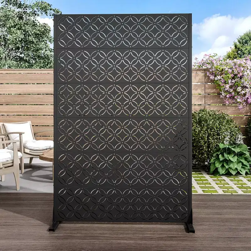 Copper Coin Type Galvanized Steel Screen Outdoor and Indoor Privacy Screen for Balcony, Black