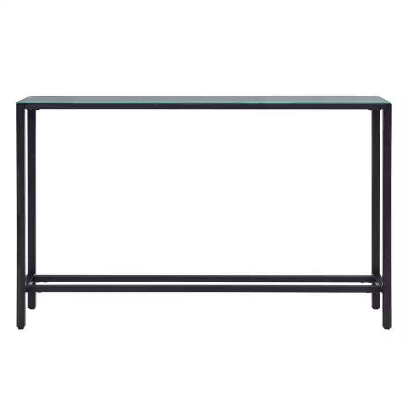 HomeRoots 56 Black Mirrored Glass Console Table