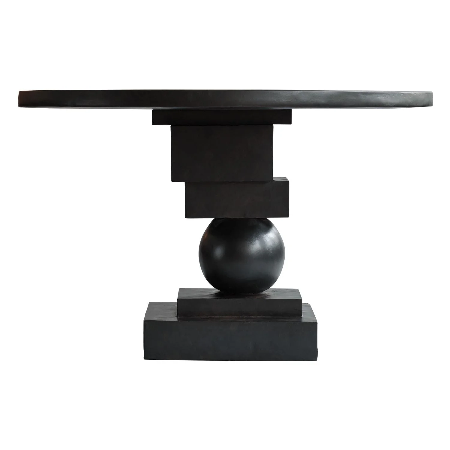 Brutalist Cast Fiber Concrete Dining Table with Sculptural Monolithic Base for Dining Rooms