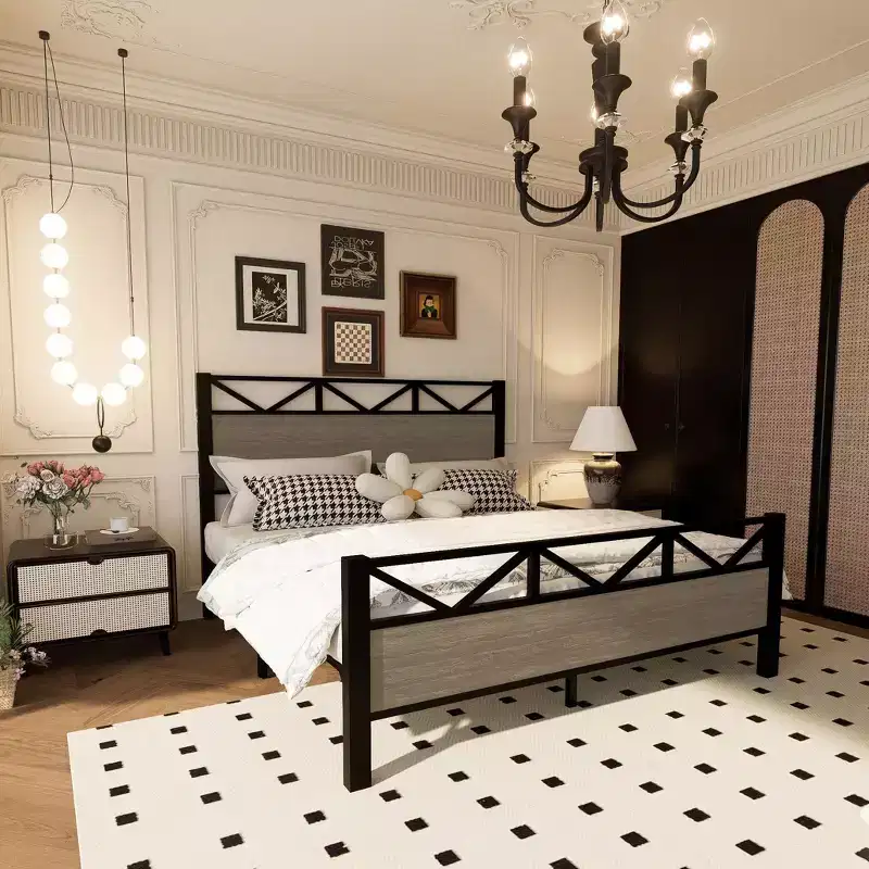 Full Size Platform Bed Frame with Headboard & Footboard, 440 lb Capacity