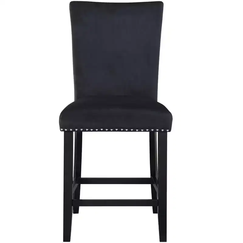 HomeRoots 25 Black Wood and Velvet Counter Height Bar Chair