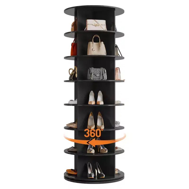 7 Tier Rotating Shoe Rack Tower Vertical Spinning Shoes Display, Shoes Rack Storage Round Carousel, 360 Rotate