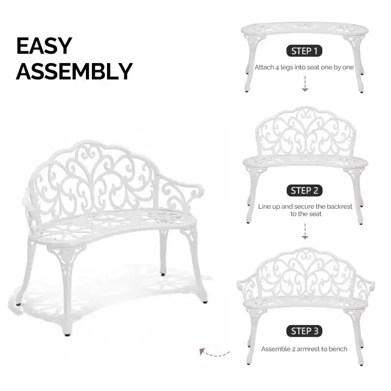 Karl Home | 38.5-Inch Cast Aluminum Garden Bench