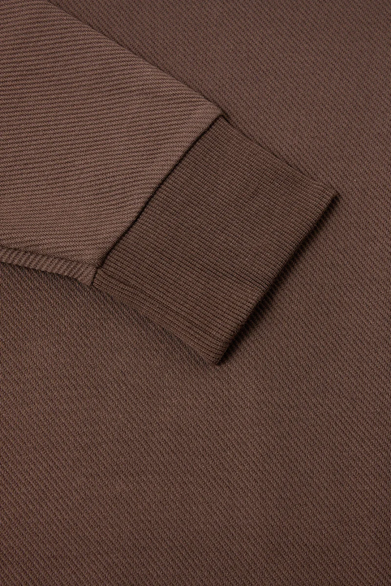 Jacquard Long Sleeve Polo – Brown