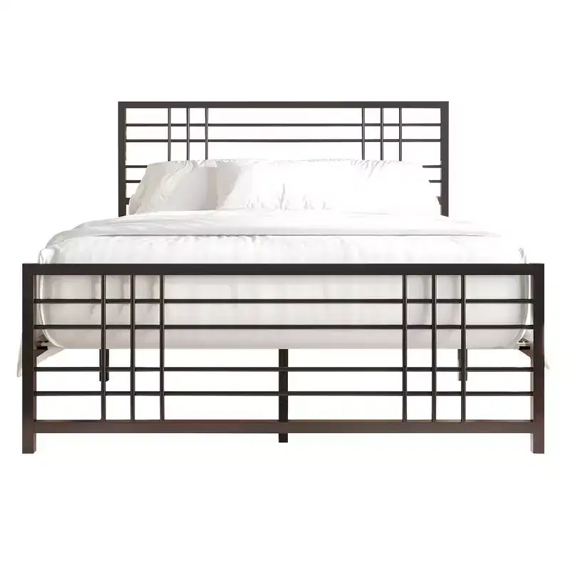 Metal Bed Frame with Headboard and Footboard