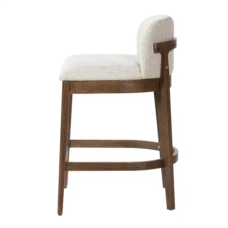 Christopher Knight Home Stephanie Farmhouse Rubberwood Upholstered Counter Stools with Curved Backrest (Set of 4)