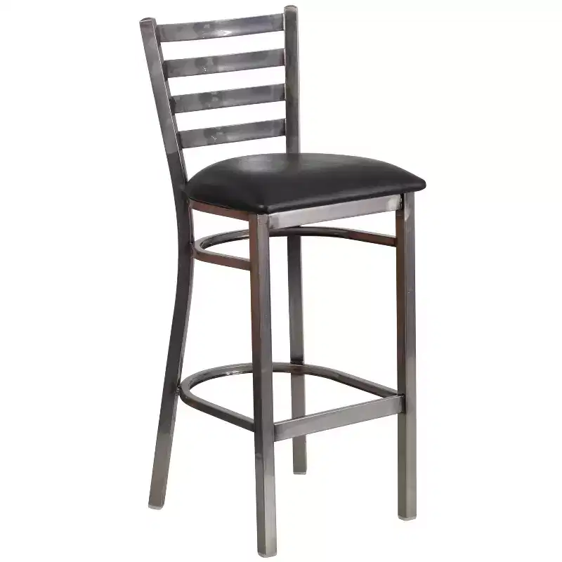 2 Pack Clear Coated Ladder Back Metal Restaurant Barstool