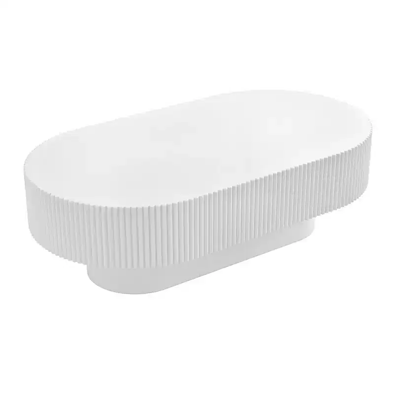 Oval Coffee Table with Fluted Base for Living Room