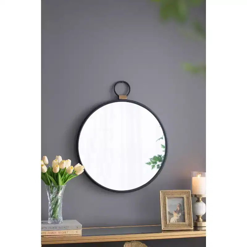 MAYEERTY 24 x 27 Wall Mirror with Black Frame, Contemporary Decor Mirror for Living Room, Foyer, Entryway, Bedroom