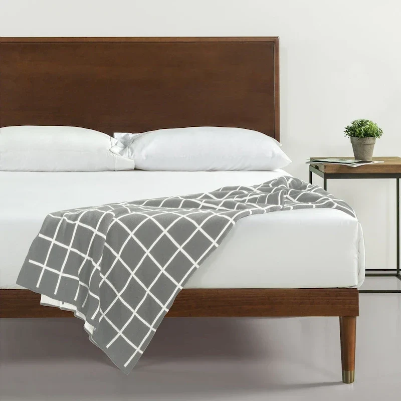 Deluxe Mid-century Wood Platform Bed