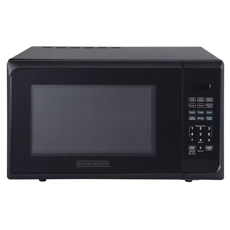 BLACK+DECKER 1.1 cu ft 1000W Microwave Oven - Stainless Steel Black: Countertop, Child Lock, 6 One-Touch Settings