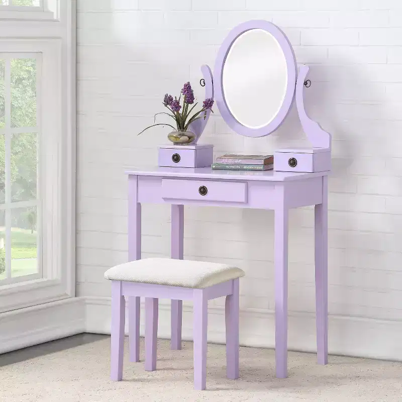 Moniys Wood Moniya Makeup Dressing Dressing Table and Chair Set, Blue