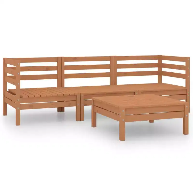 vidaXL Garden Lounge Set Black Solid pinewood Modular Garden Lounge Set