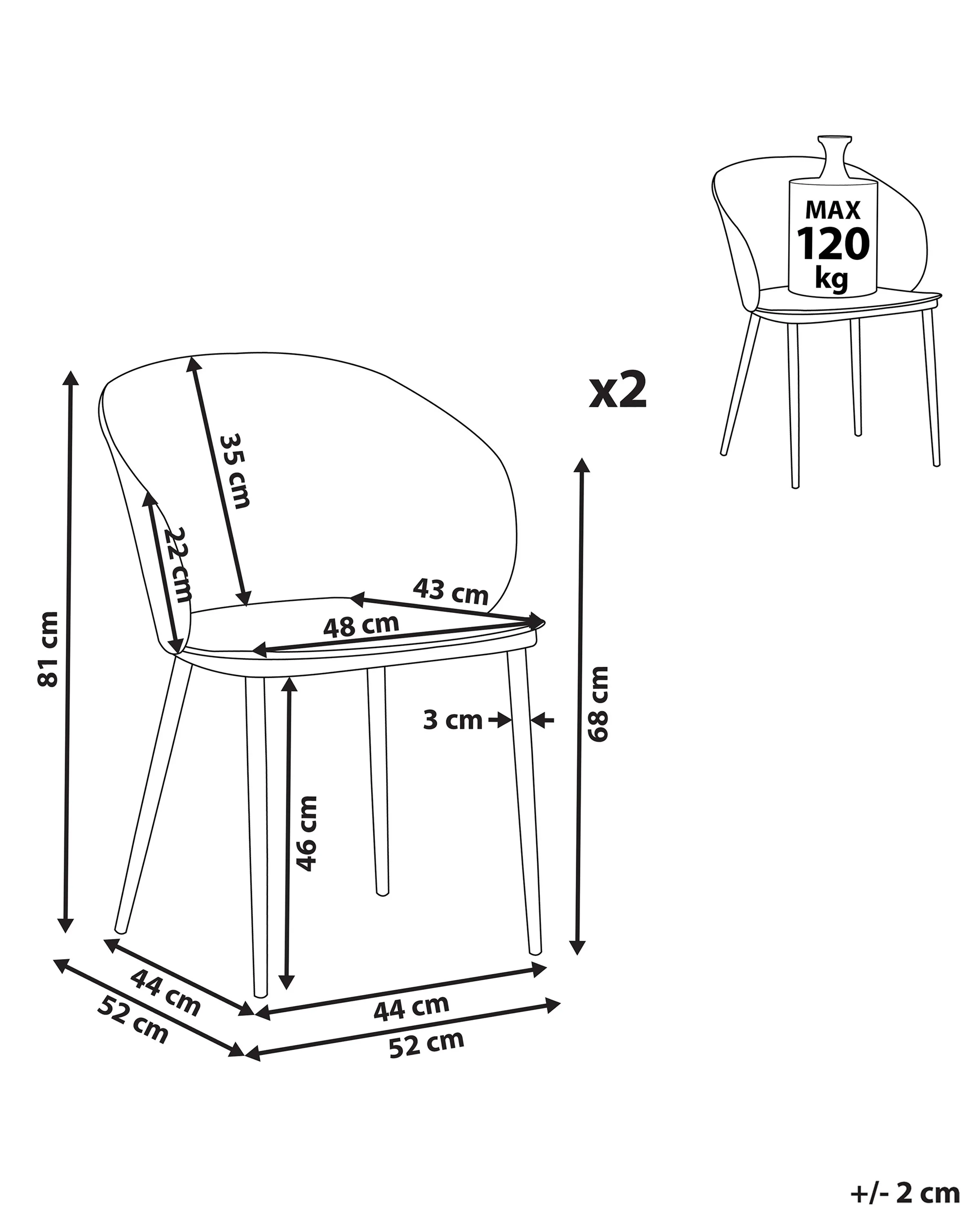 Set di 2 sedie da pranzo Bianco