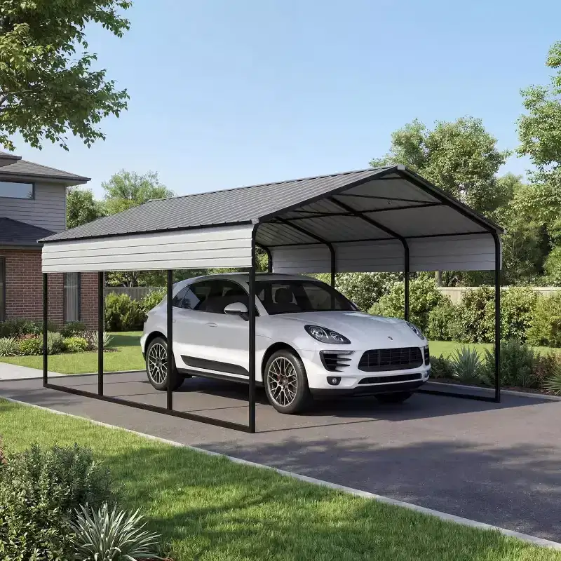 12 x 20 FT Heavy-Duty Steel Carport Shelter with Anchor Kit