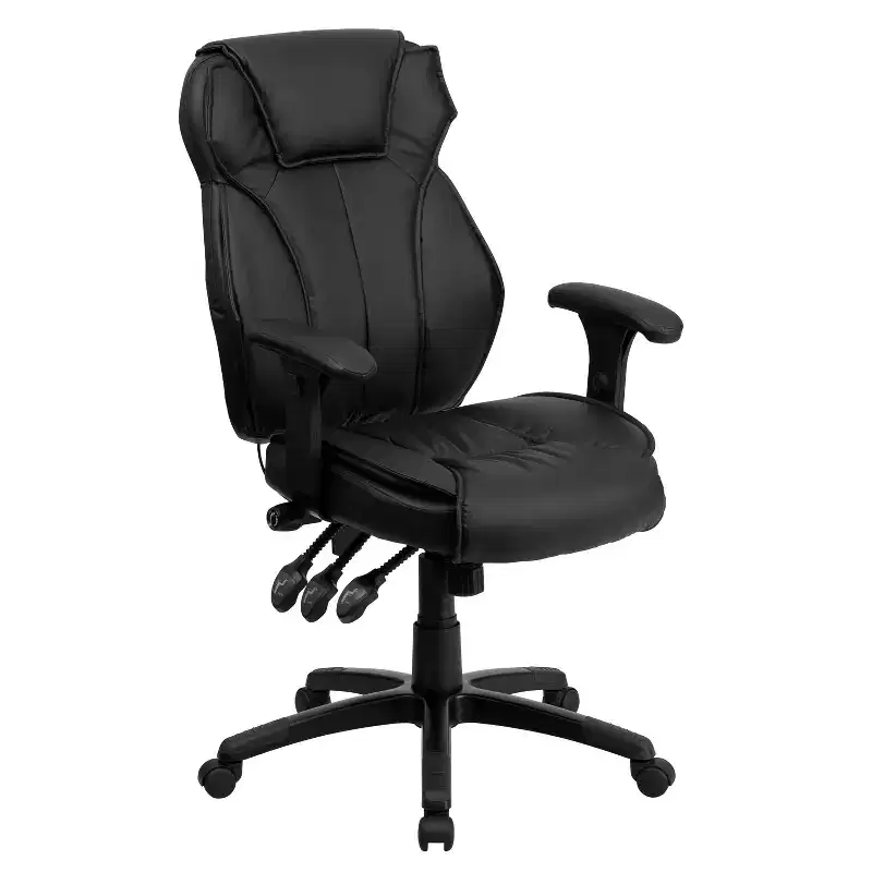 High Back Ergonomic Office Chair – LeatherSoft, Lumbar Knob, Adjustable Arms, 250 lb