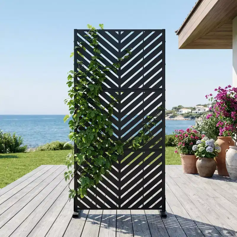 Outdoor Metal Privacy Screen, Freestanding Fence Panels for Garden, Patio, Deck & Yard