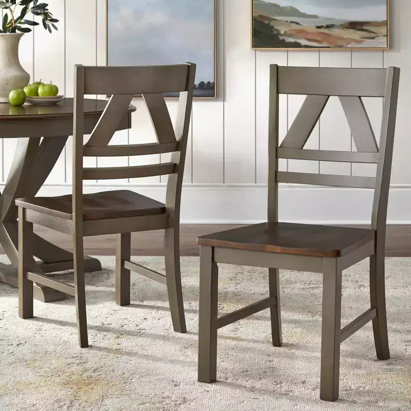Buylateral Set of 2 Vintner Farmhouse Solid Wood Dining Chairs