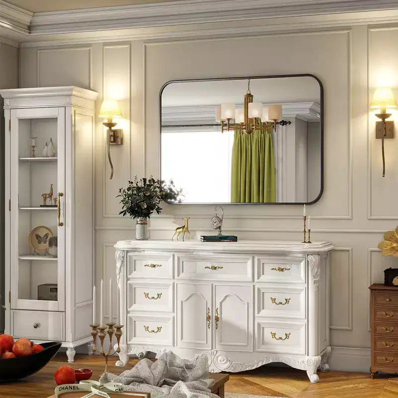 Oversized Rectangle Wall Mirror, Framed Bathroom Vanity Mirror, Large Wall Decor