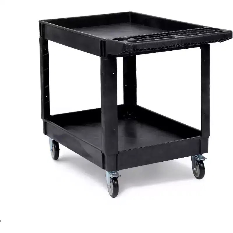 2 Shelf Heavy Duty Utility Cart 550LBS Capacity 360 Swivel Wheels with Brakes for Warehouse Garage Kitchen, 45.7x25.6in
