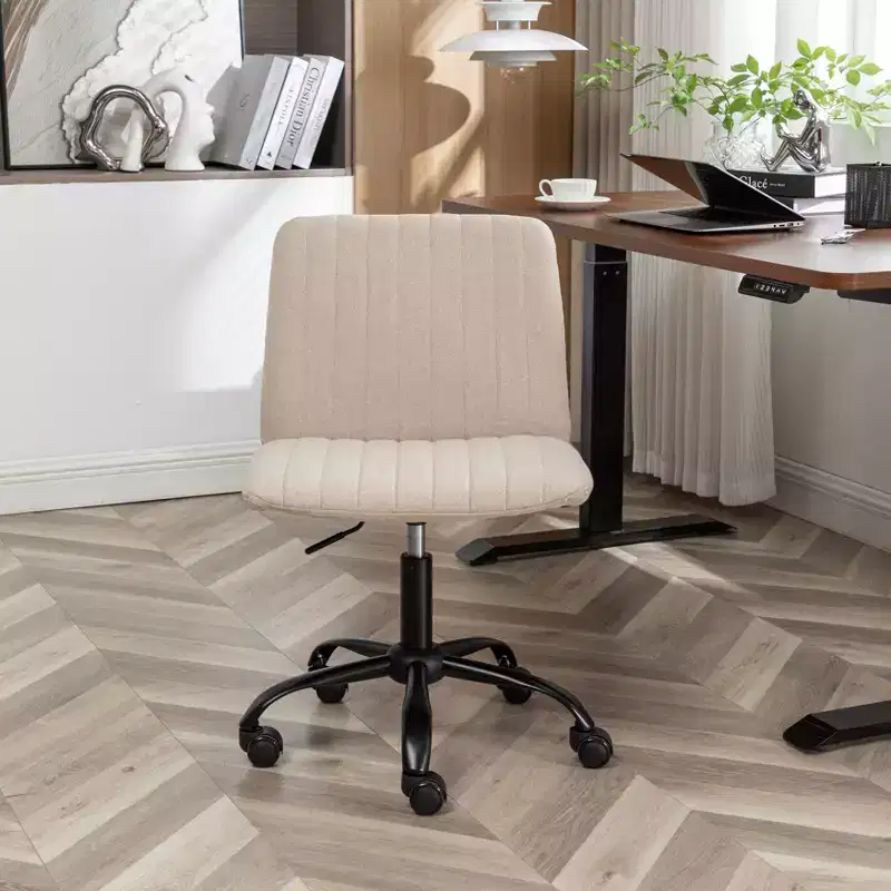 Stylish Armless Office Chair, Ergonomic Desk Chair with Adjustable Height and Wheels, 360 Swivel Chair for Home, Office