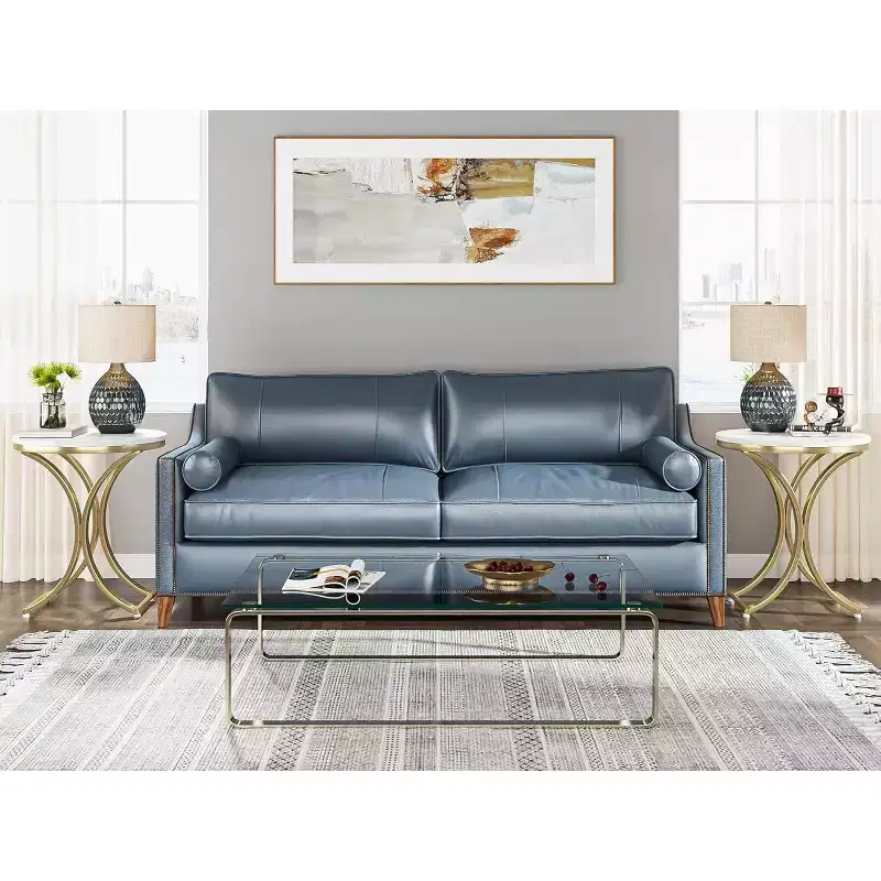 Lantine Small Round Sofa Side Table Set of 2, Contemporary Round Coffee Table, Accent Table for Living Room