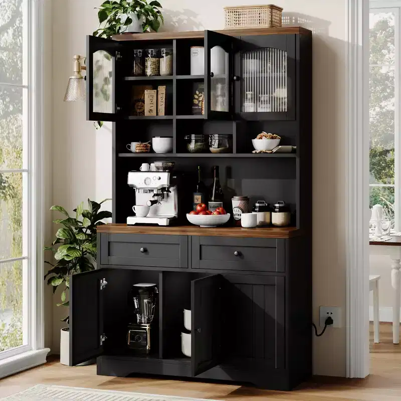 71 Pantry Cabinet with Charging Station, Tall Kitchen Pantry Storage Cabinet with Storage Drawers for Living Room, Dining Room
