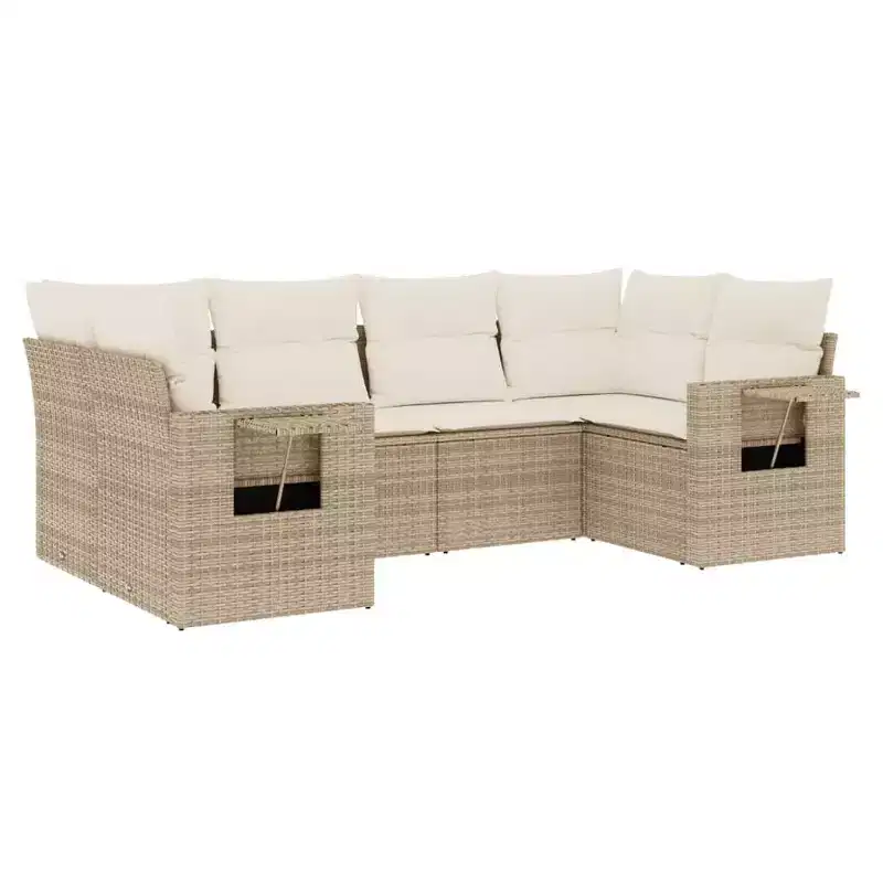 vidaXL Patio Sofa Set in Poly Rattan with Cushions