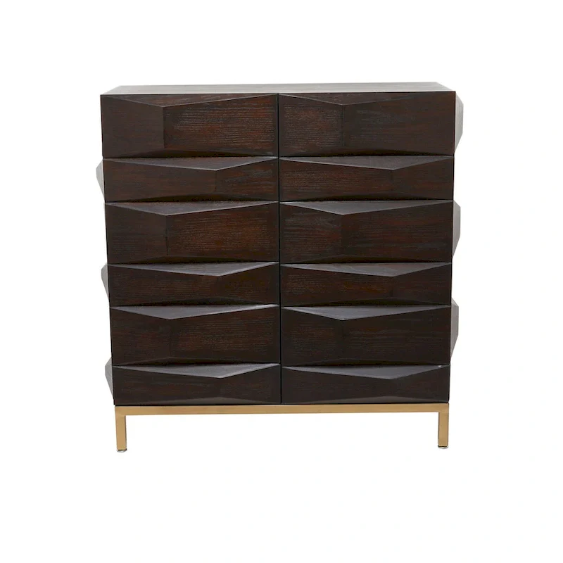 Wooden Geometric Cabinet with 1 Shelf and 2 or 4 Doors - Brown