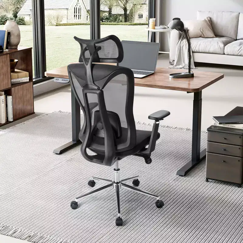 Ergonomic Office Chair with 3D Headrest 2D Armrests Mesh Back 135-Degree Recline 330 lb Capacity Desk Chair with Dynamic Lumbar Support