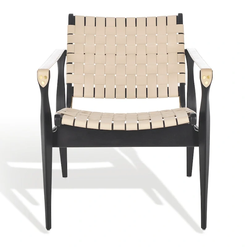 SAFAVIEH Couture Zenica Leather Safari Chair - 24.5 W x 30 L x 30 H - 25W x 30D x 30H