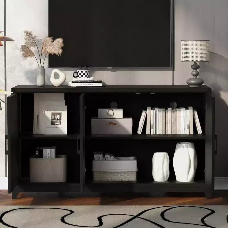 Modern TV Stand for TVs up to 65, Entertainment Center Media Console Cabinet with 2 Spacious Storage Space