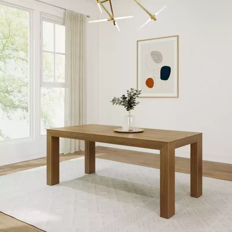 Plank+Beam 72 Modern Dining Table for 6, Solid Wood Rectangular Dining Table for Kitchen/Dining Room