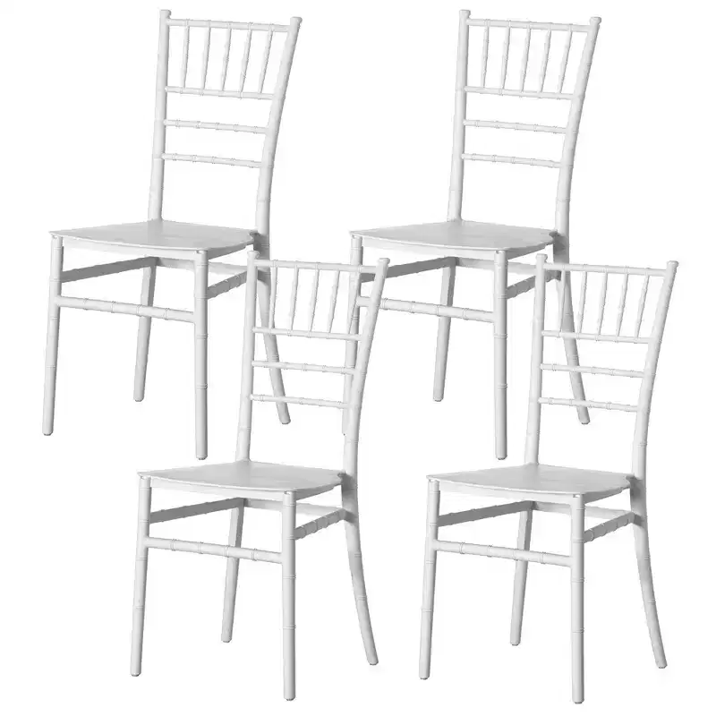 Fabulaxe Modern White Stackable Chiavari Dining Chair, Seating for Dining, Events and Weddings, Party Chair, White