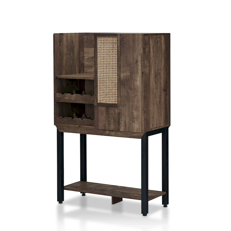 Farmhouse Reclaimed Oak Kitchen Hutch with Wine Rack