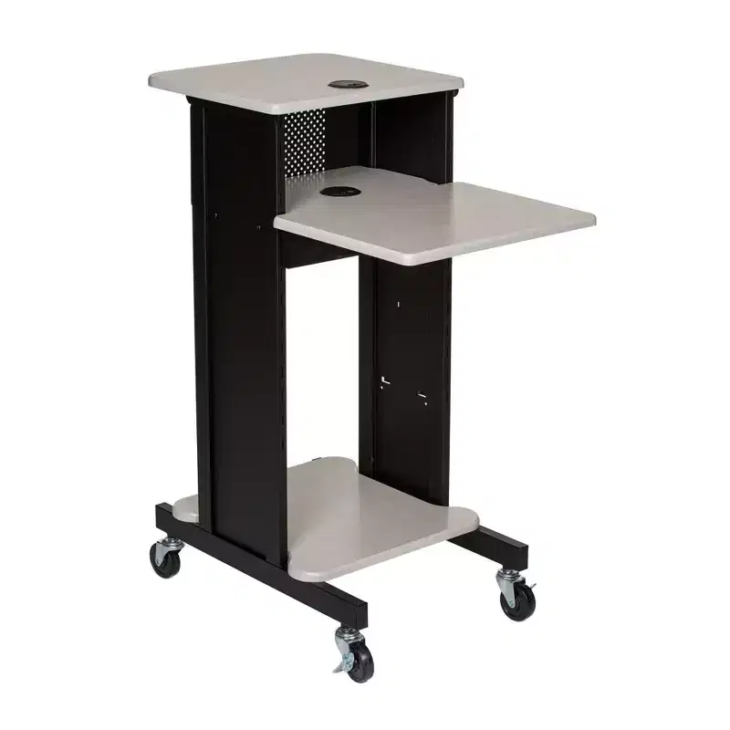 Premium Presentation Lecture Podium Cart: Mobile, with Power Strip - Hampden Furnishings