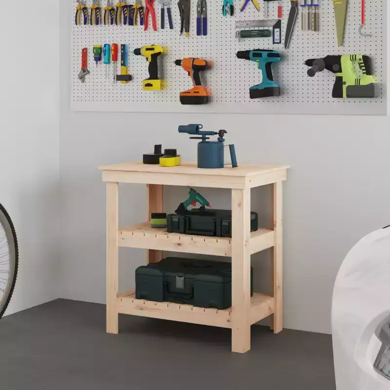 vidaXL Work Bench 30.9x19.7x31.5 Solid Wood Pine