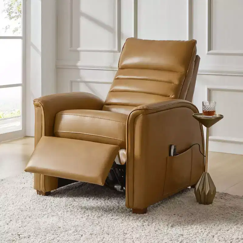 Genuine Leather Power Zero Gravity Recliner with Adjustable Headrest