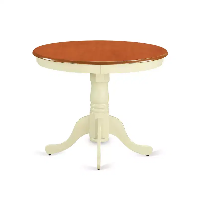 Kitchen Table Set 3pc - Round Dining Table & 2 Chairs - Buttermilk Cherry Finish - Small Space Friendly