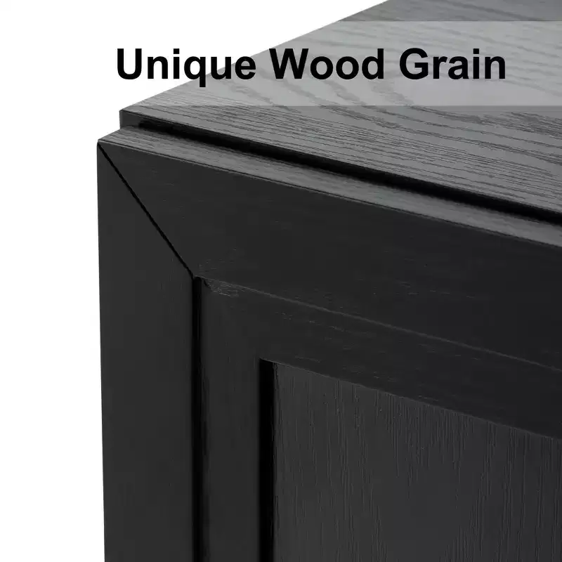 [36-inch | Upgraded Double Door]Black Modern Storage Cabinet (Glass Doors + Dual-Purpose for Living Room/Bedroom)