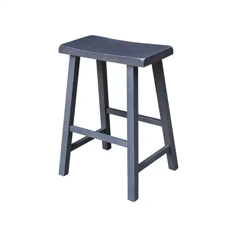 Counter Height Saddle Seat Barstool, Rubberwood, Backless & Armless, 24