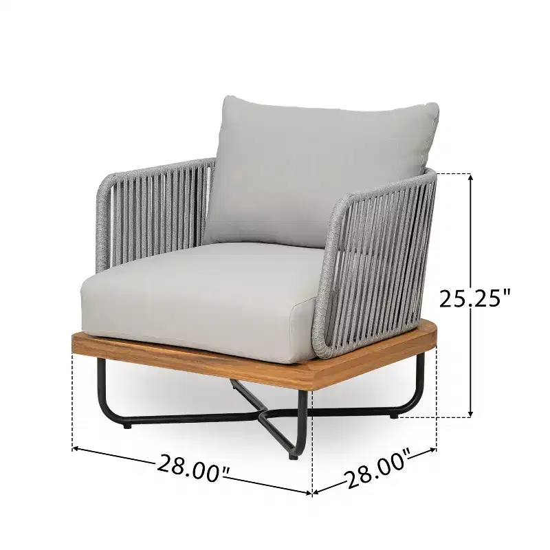 Christopher Knight Home Ivan Rope Woven Acacia and Iron Frame Club Chairs (Set of 2)
