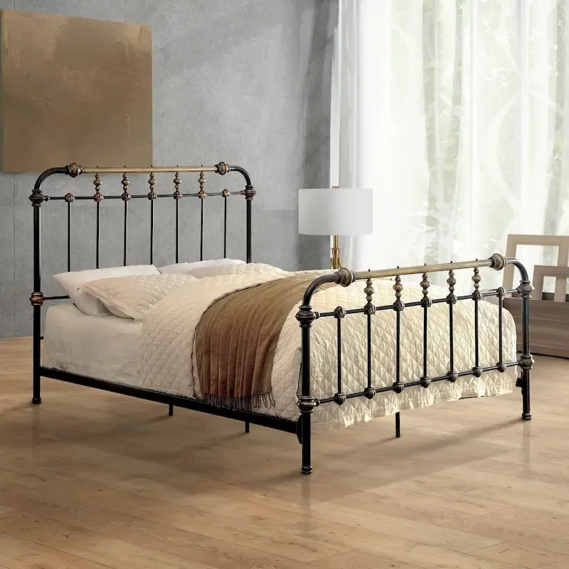 Pall Industrial Black Metal Panel Bed